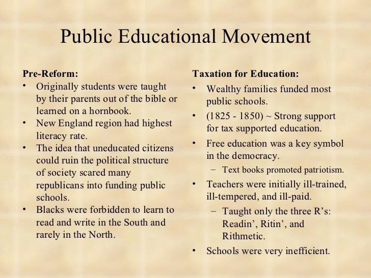 Reform education educational 1860 public school quotes 1790 movements horace mann schools tax quotesgram women slideshare